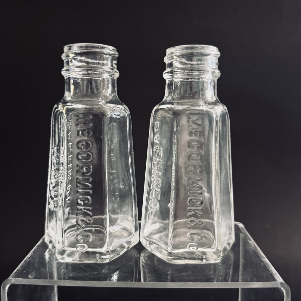 Pair of Vintage Mccormick‎ & Co Spice Shakers Baltimore No Lids